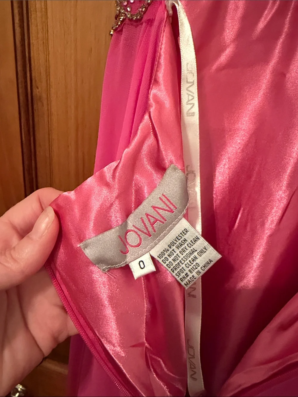 Jovani Hot Pink Beaded Spaghetti-Strap Pageant Prom Gown - Picture 5 of 7